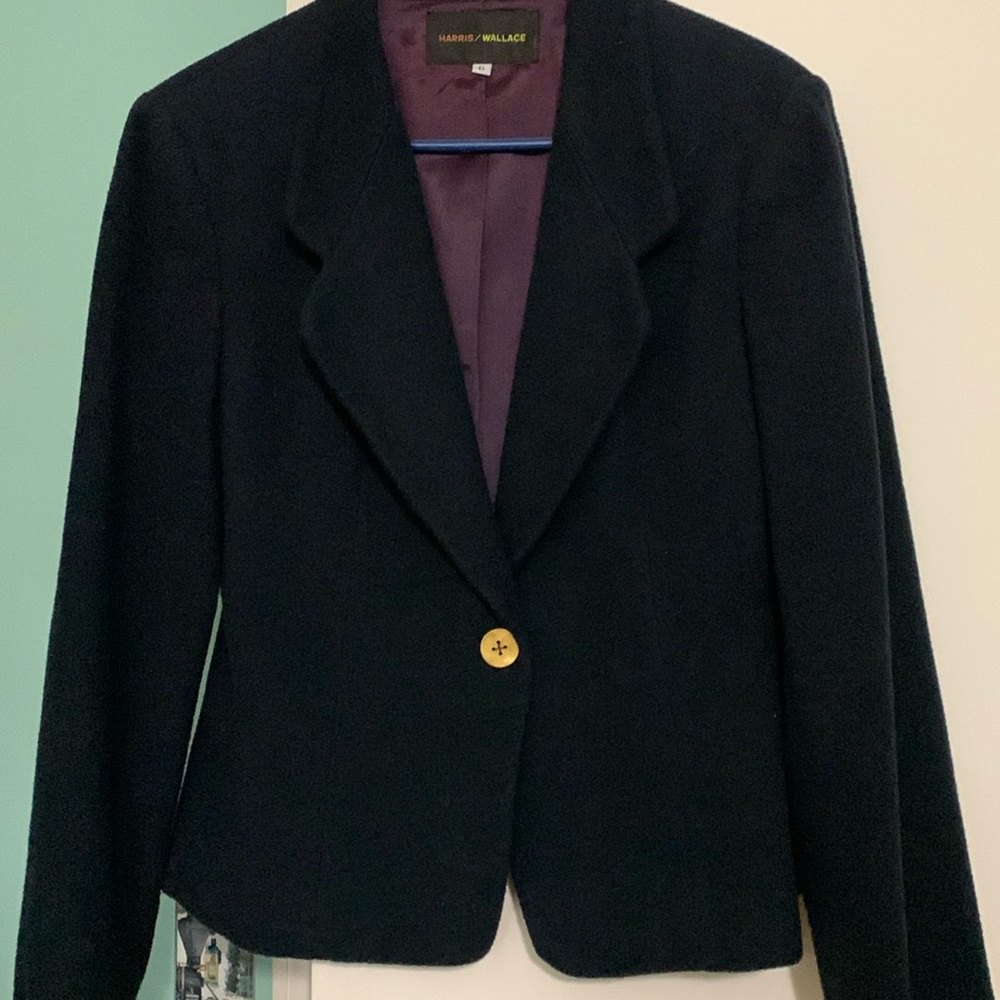 Harris/Wallace short navy wool blazer